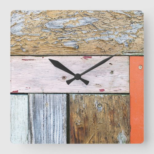 Weathered Wood Planks  Square Wall Clock