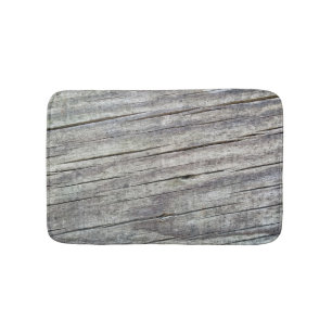 Weathered Wood Planks Texture Pattern Bathroom Mat