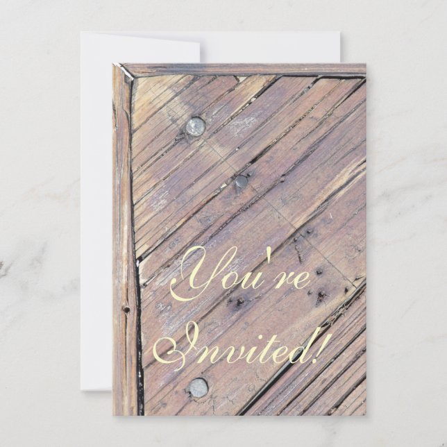 Weathered Wood Rough Textured Deck Invitation (Front)