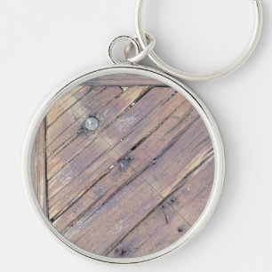Weathered Wood Rough Textured Deck Keychain