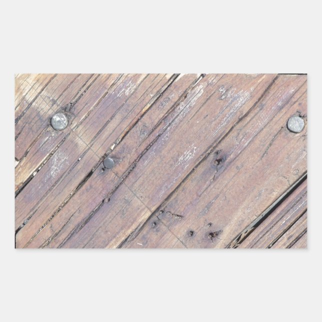 Weathered Wood Rough Textured Deck Rectangular Sticker (Front)