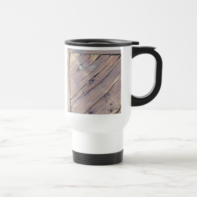Weathered Wood Rough Textured Deck Travel Mug (Right)