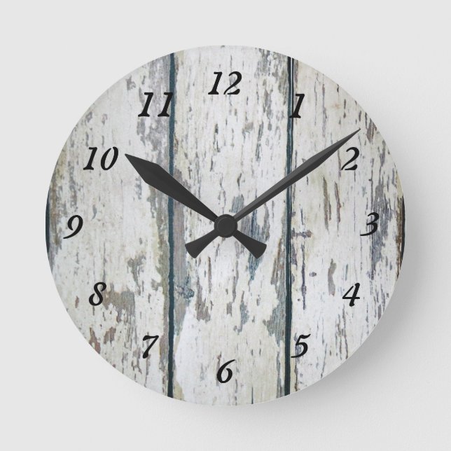 Weathered Wood Round Clock (Front)