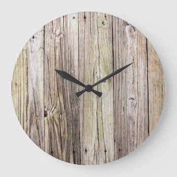 Weathered Wood Rustic Boards From Old Dock Large Clock by ICandiPhoto at Zazzle