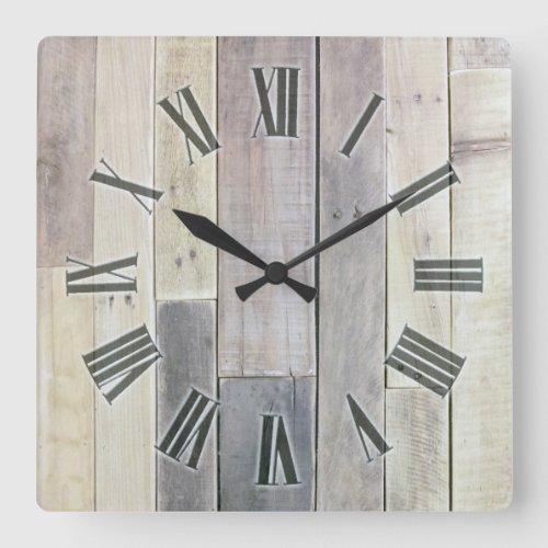 Weathered Wood Square Wall Clock