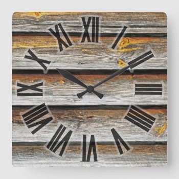 Weathered Wood Square Wall Clock by Impactzone at Zazzle
