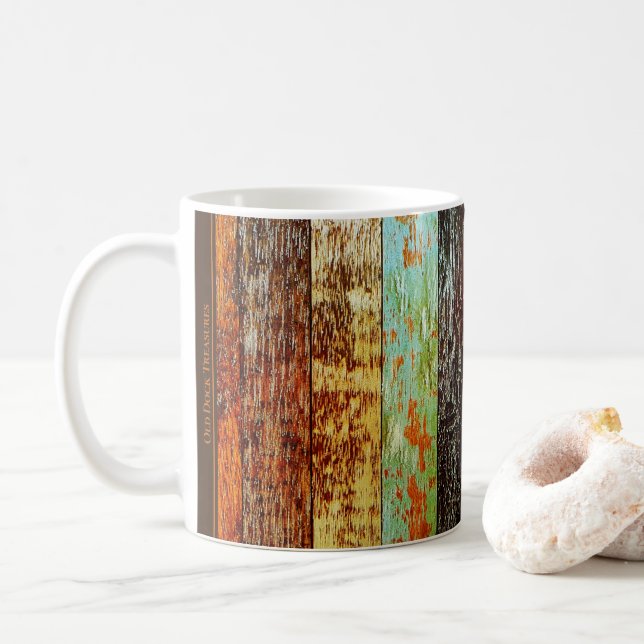 Weathered Wood Style Mug (With Donut)