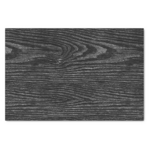 Weathered Wood Texture Black Tissue Paper