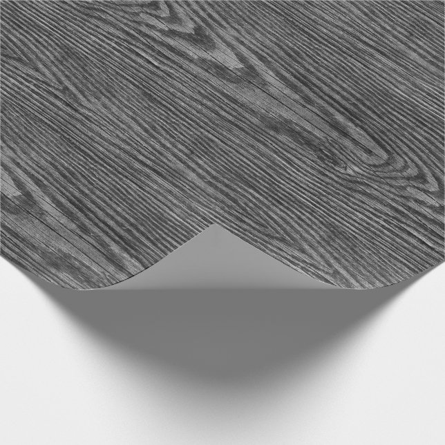 Weathered Wood Texture Charcoal Color Wrapping Paper (Corner)
