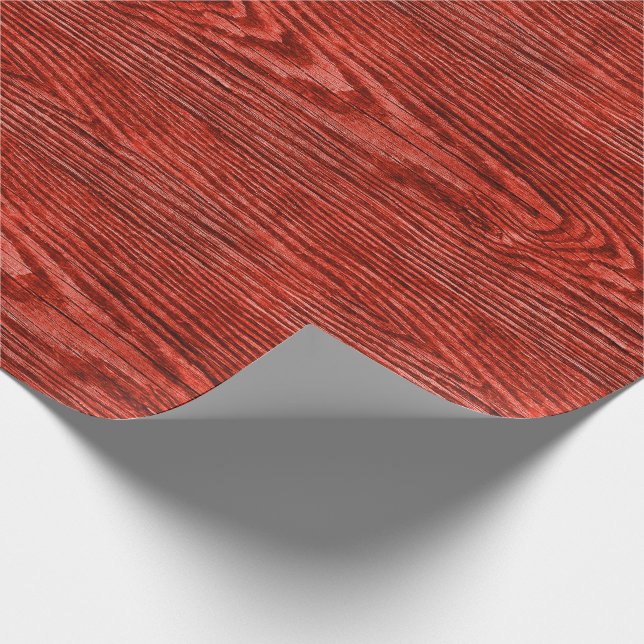 Weathered Wood Texture Red Wrapping Paper (Corner)