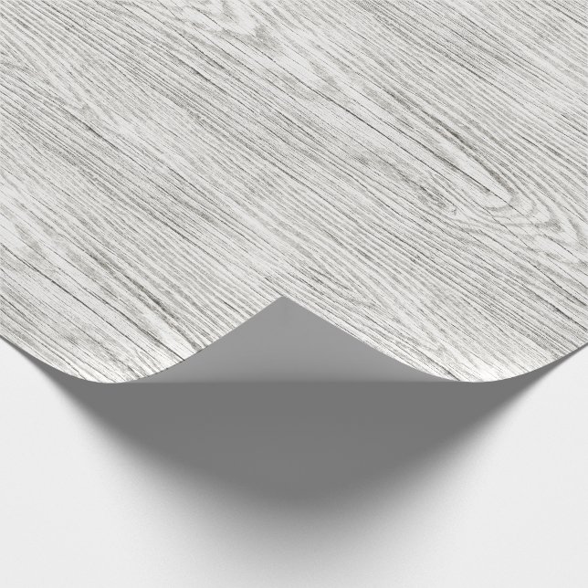 Weathered Wood Texture White Wrapping Paper (Corner)