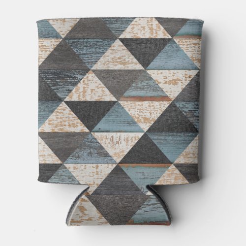 Weathered Wood Triangle Pattern Texture Can Cooler
