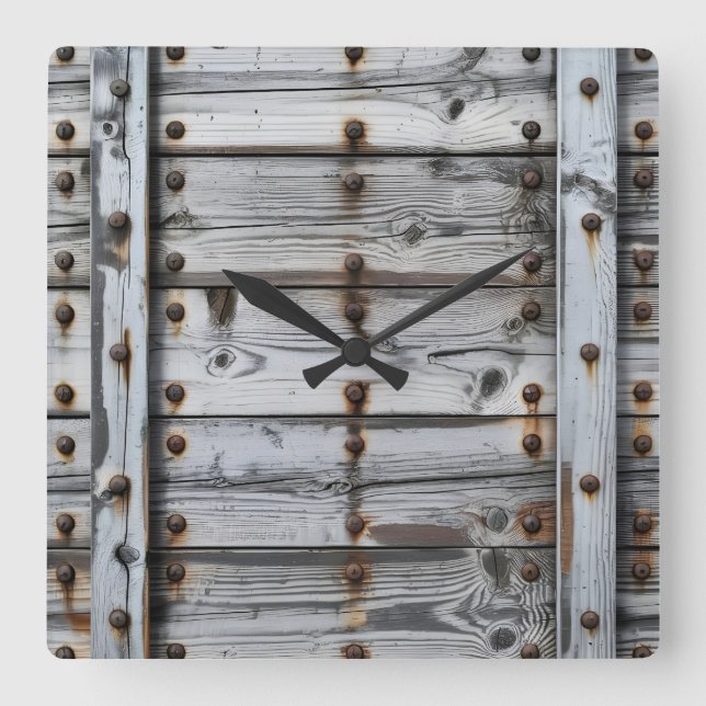 Weathered Wood Wall Clock (Front)