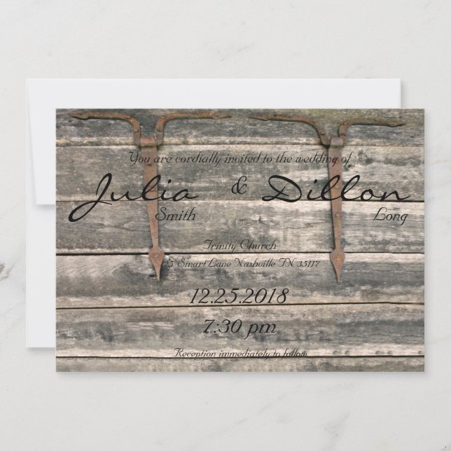 Weathered Wood Wedding Invitation (Front)