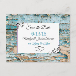 WEathered Wood Wedding Save the Date Postcard