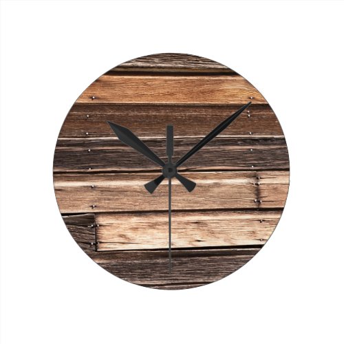 Weathered Wood with Many Shades of Brown Round Wallclock
