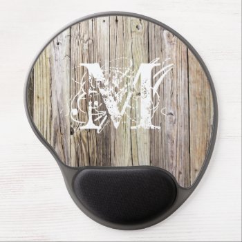 Weathered Wood With Shabby Chic Monogram Mouse Pad by ICandiPhoto at Zazzle