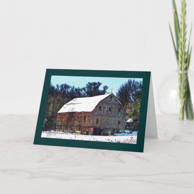 Weathered wooden barn on the National Pike Card (Front)