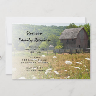 Weathered Wooden Barn Ranch Family Reunion Invitation