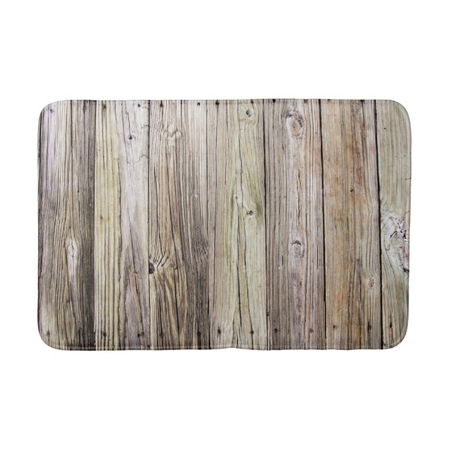 Weathered Wooden Boards with Rustic Patina Bathroom Mat (Front)