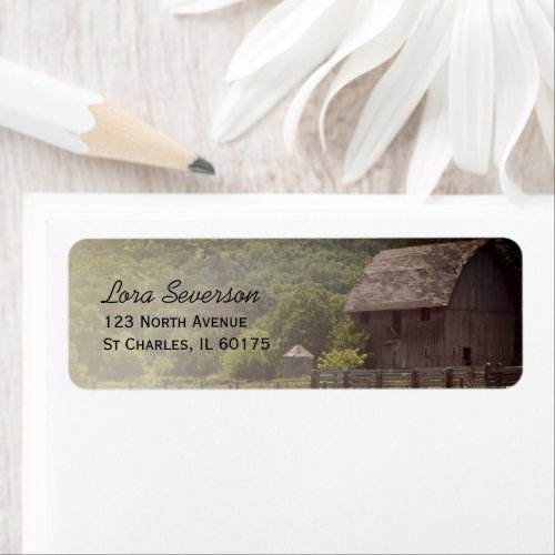 Weathered Wooden Country Barn Return Address Label