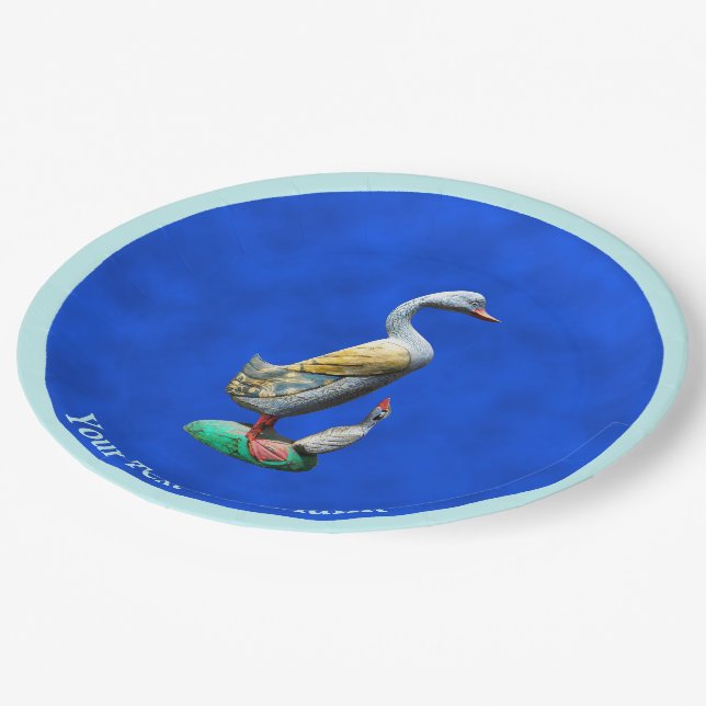 Weathered Wooden Ducks Paper Plates (Angled)