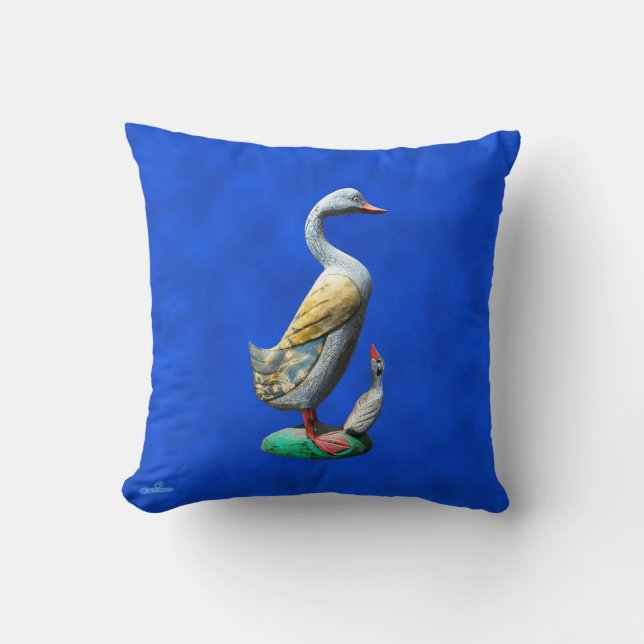 Weathered Wooden Ducks Throw Pillow (Front)