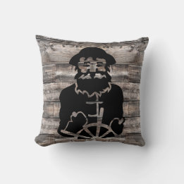 weathered wooden plank background with CAPTAIN | T Throw Pillow
