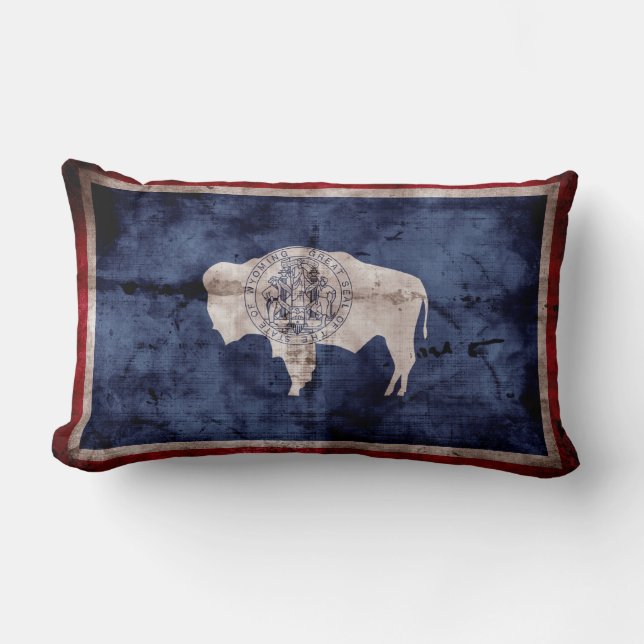 Weathered Wyoming Flag Lumbar Pillow (Front)