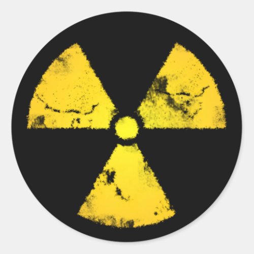 Weathered Yellow Radiation Symbol Sticker