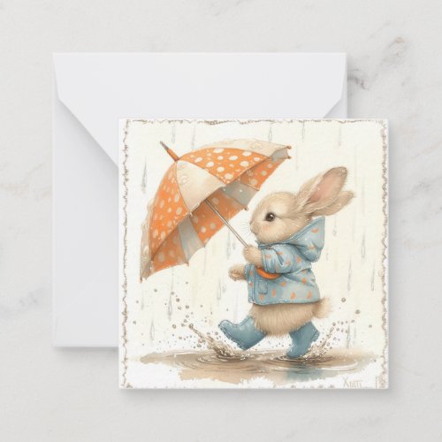 Weathering the Storm with Smiles Bunny Rain  Note Card