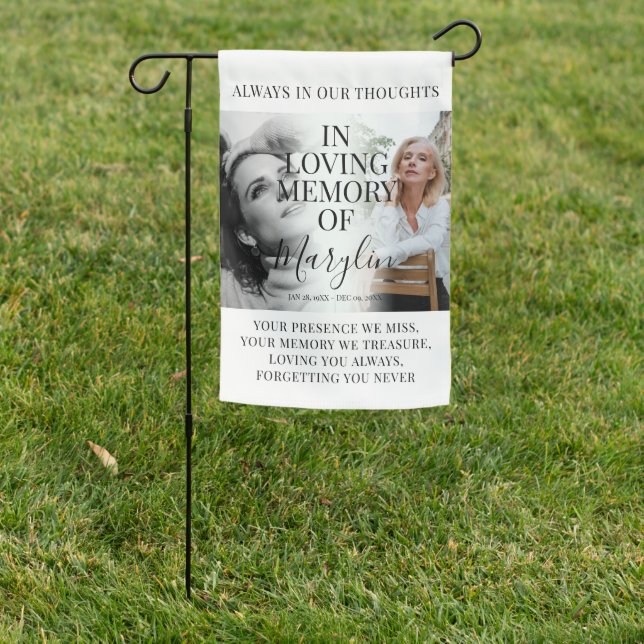 Weatherproof Funeral Memorial Tribute Photo Garden Flag (In SItu)