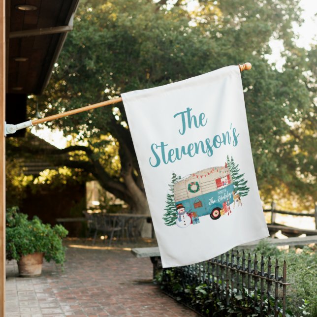 Weatherproof Personalized House Flag Name Holiday (In SItu)