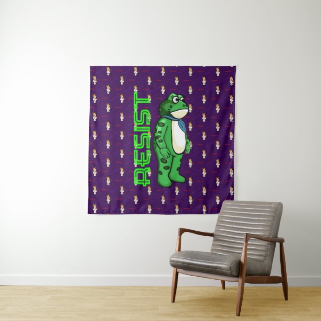 Weatherproof Personalized House Flag Resist frog Tapestry (In Situ)
