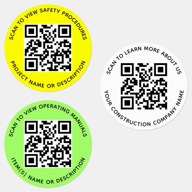 Weatherproof QR Code Labels for Construction Round (Group)
