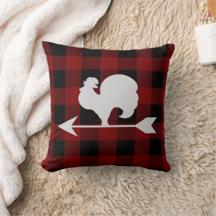 Weathervane Red and Black Plaid Throw PIllow