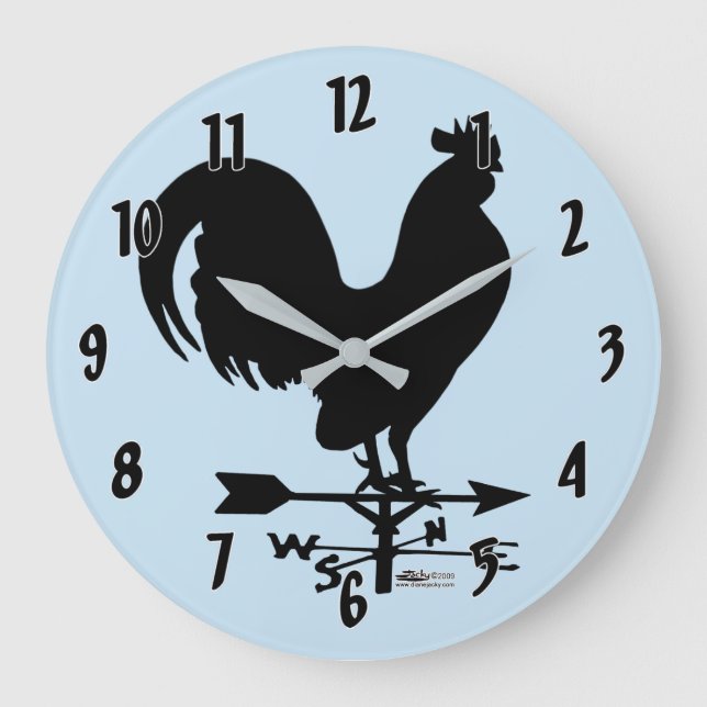 Weathervane Rooster Large Clock (Front)