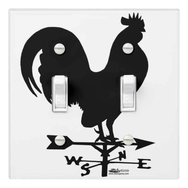 Weathervane Rooster Light Switch Cover (In Situ)