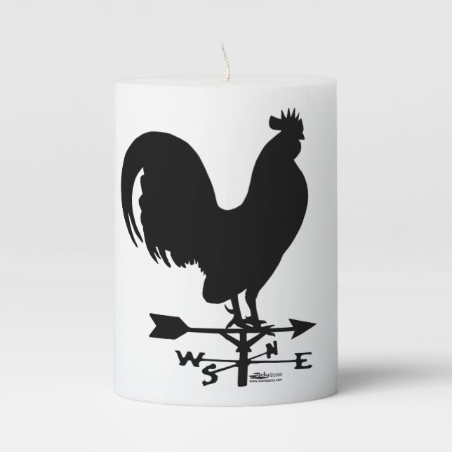 Weathervane Rooster Pillar Candle (Front)