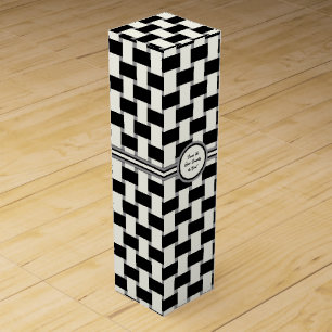 Weave - Black and Ivory on Gray Wine Box