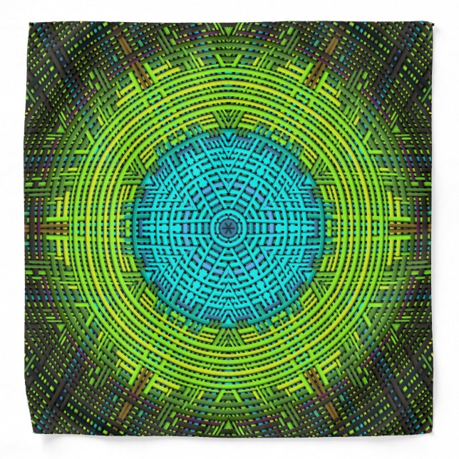 Weave Mandala Blue and Green Bandana (Front)