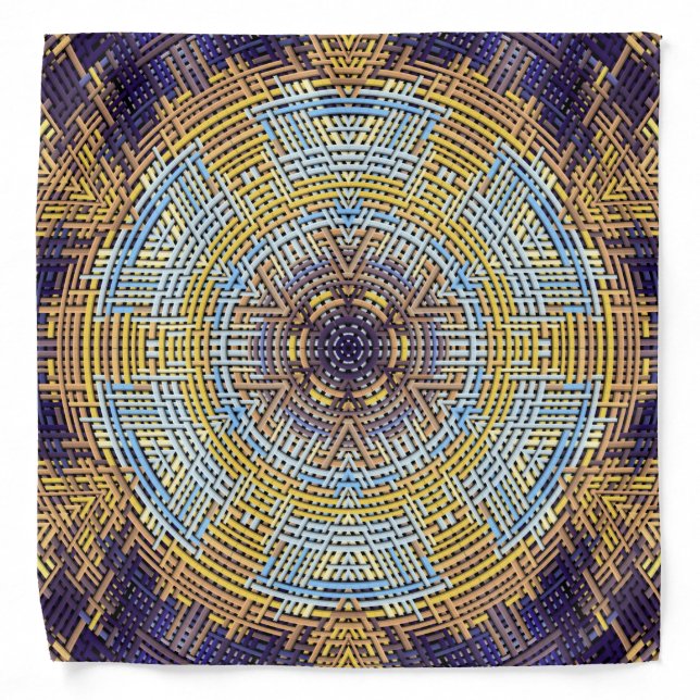 Weave Mandala Blue and Yellow Bandana (Front)