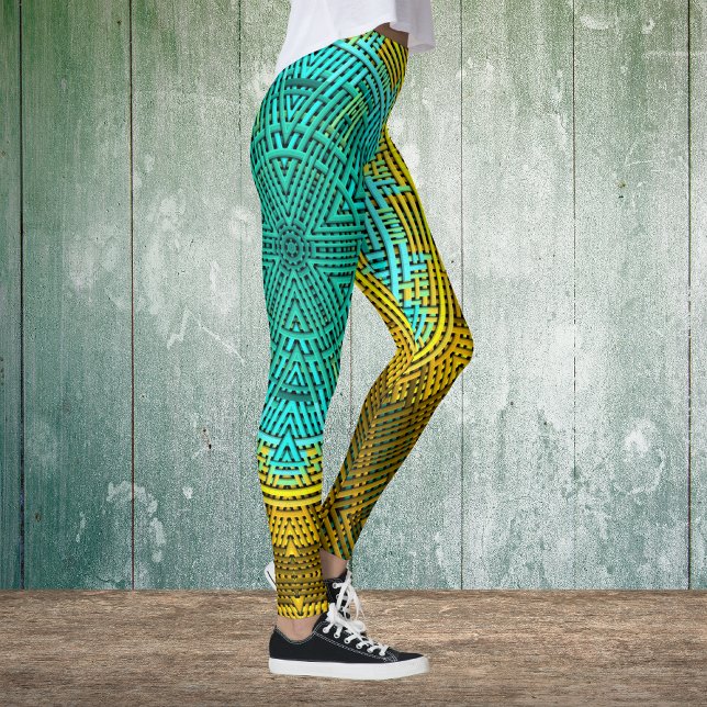 Weave Mandala Blue and Yellow Leggings (Creator Uploaded)