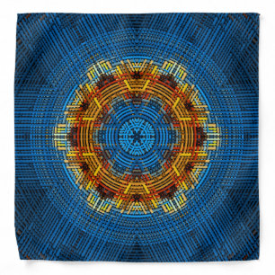 Weave Mandala Blue Yellow and Red Bandana