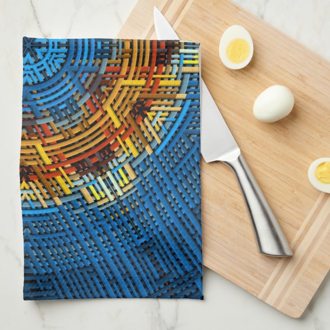 Weave Mandala Blue Yellow and Red Kitchen Towel (Quarter Fold)