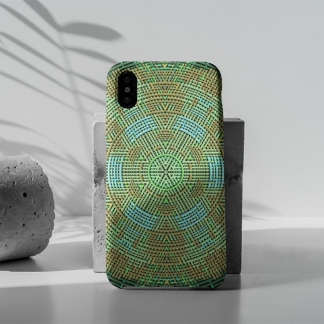 Weave Mandala Green and Orange Case-Mate iPhone Case (Creator Uploaded)