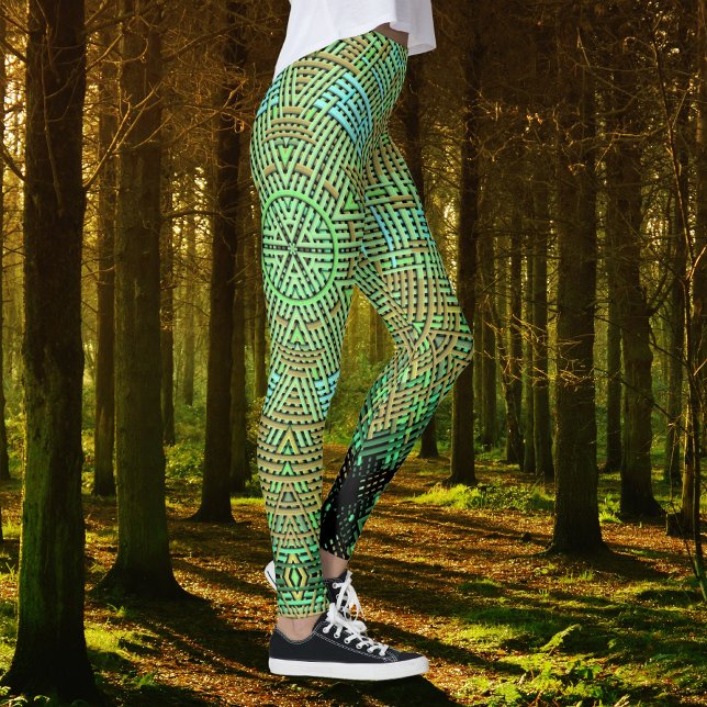 Weave Mandala Green and Orange Leggings (Creator Uploaded)