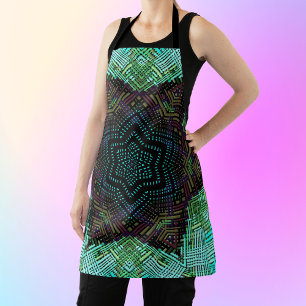 Weave Mandala Green Blue and Purple Apron