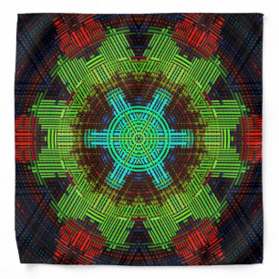 Weave Mandala Green Red and Blue Bandana