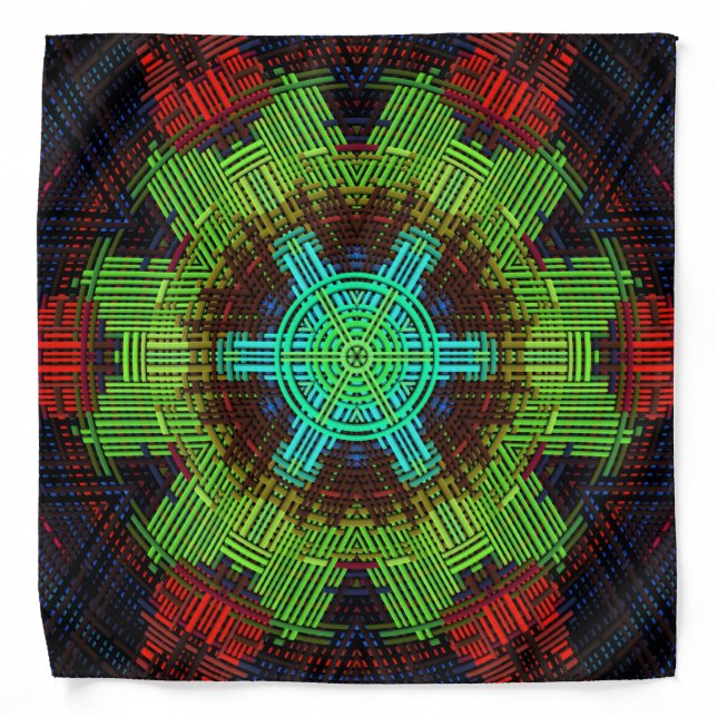 Weave Mandala Green Red and Blue Bandana (Front)